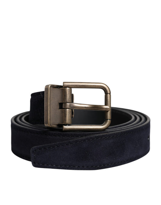 Cinturón clásico Dolce & Gabbana de piel de cabra negra con hebilla metálica