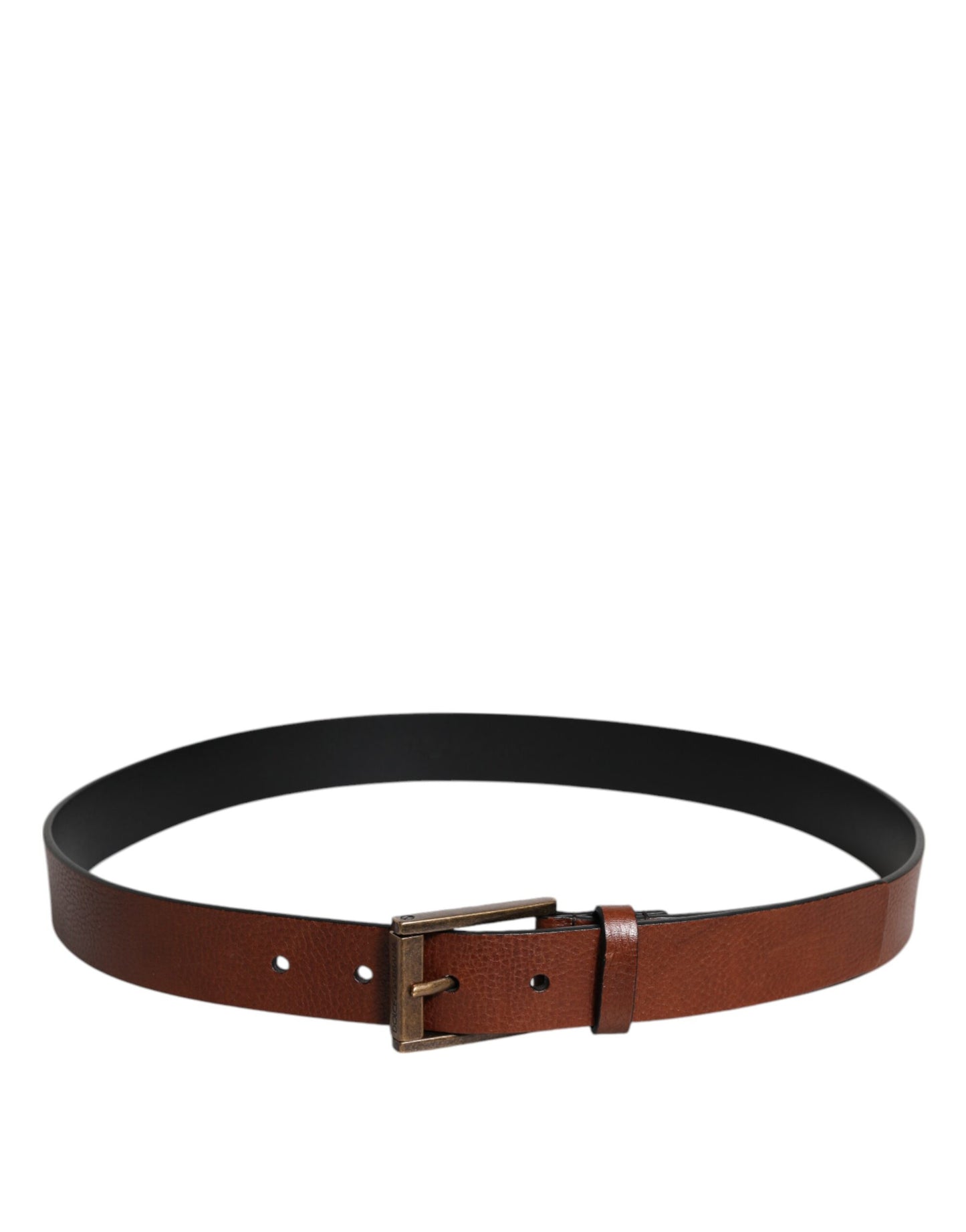 Dolce & Gabbana Cinturón clásico de piel de becerro marrón con hebilla de metal