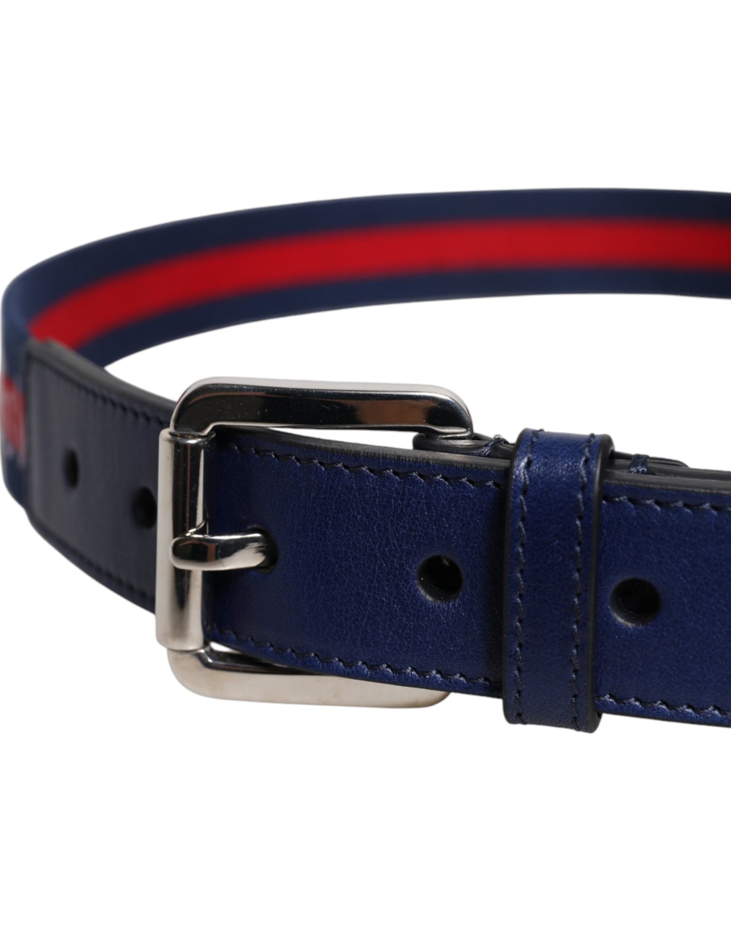 Cinturón Dolce & Gabbana de algodón azul y cuero con hebilla metálica estampada