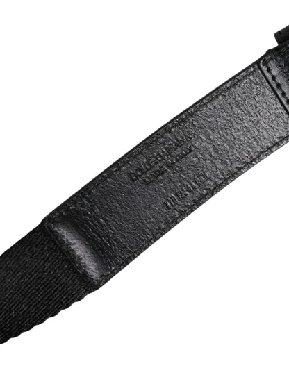 Cinturón con hebilla de logotipo metálico estampado en blanco y negro de Dolce & Gabbana