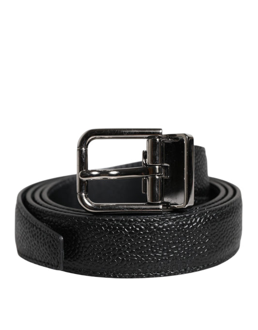 Cinturón Dolce & Gabbana de piel de becerro negra con hebilla metálica clásica