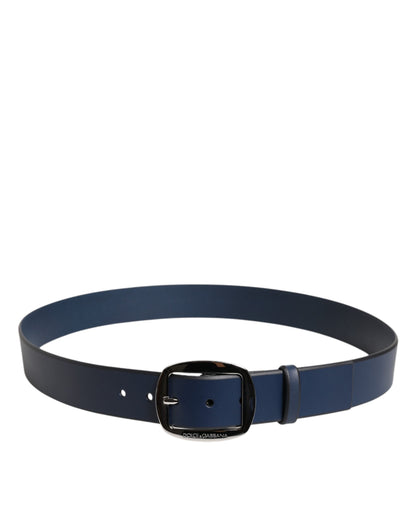 Cinturón Dolce & Gabbana de piel de becerro azul con hebilla metálica clásica