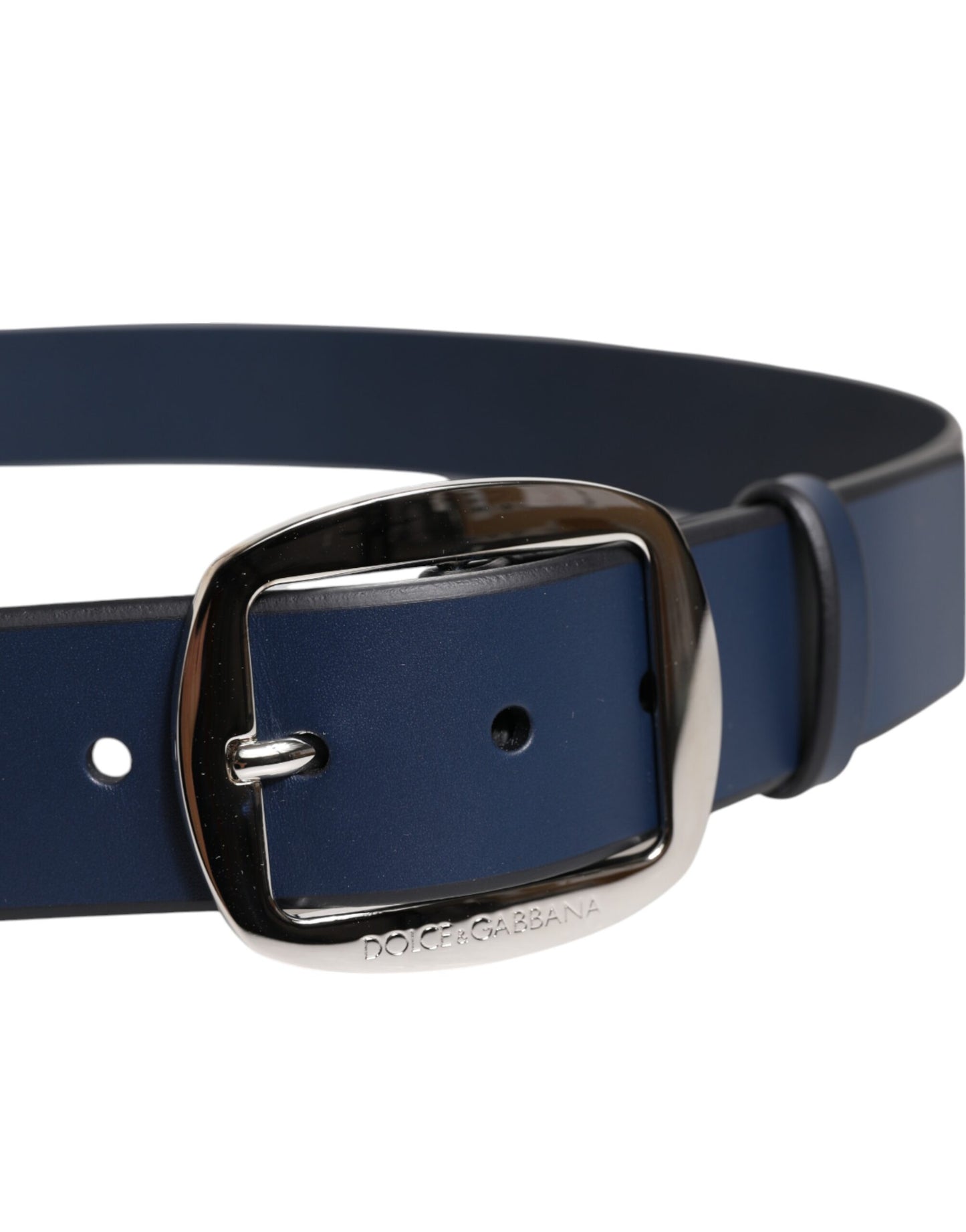 Cinturón Dolce & Gabbana de piel de becerro azul con hebilla metálica clásica