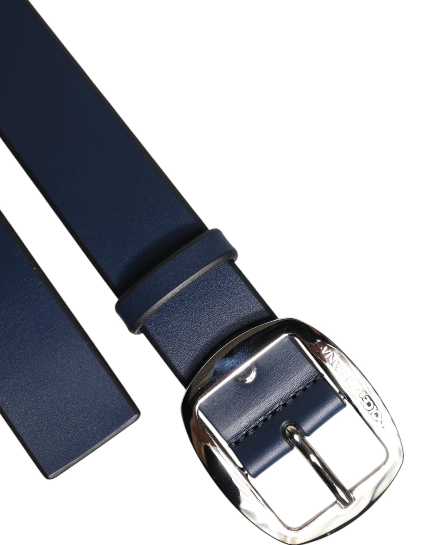 Cinturón Dolce & Gabbana de piel de becerro azul con hebilla metálica clásica