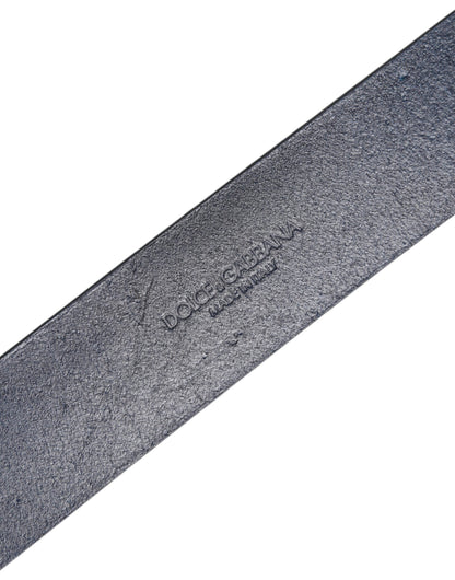 Cinturón Dolce & Gabbana de Cuero Azul con Hebilla de Metal Clásico con Logotipo
