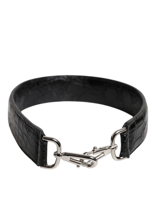 Correa de hombro de piel de cocodrilo negra de Dolce & Gabbana