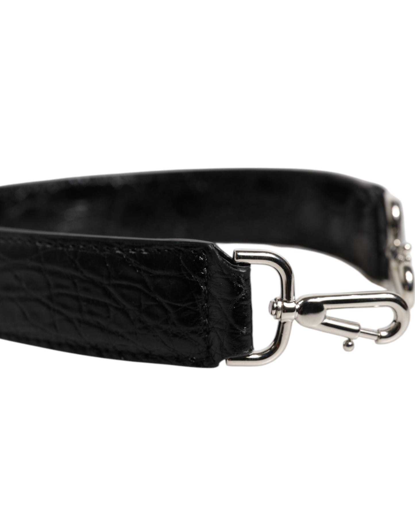 Correa de hombro de piel de cocodrilo negra de Dolce & Gabbana