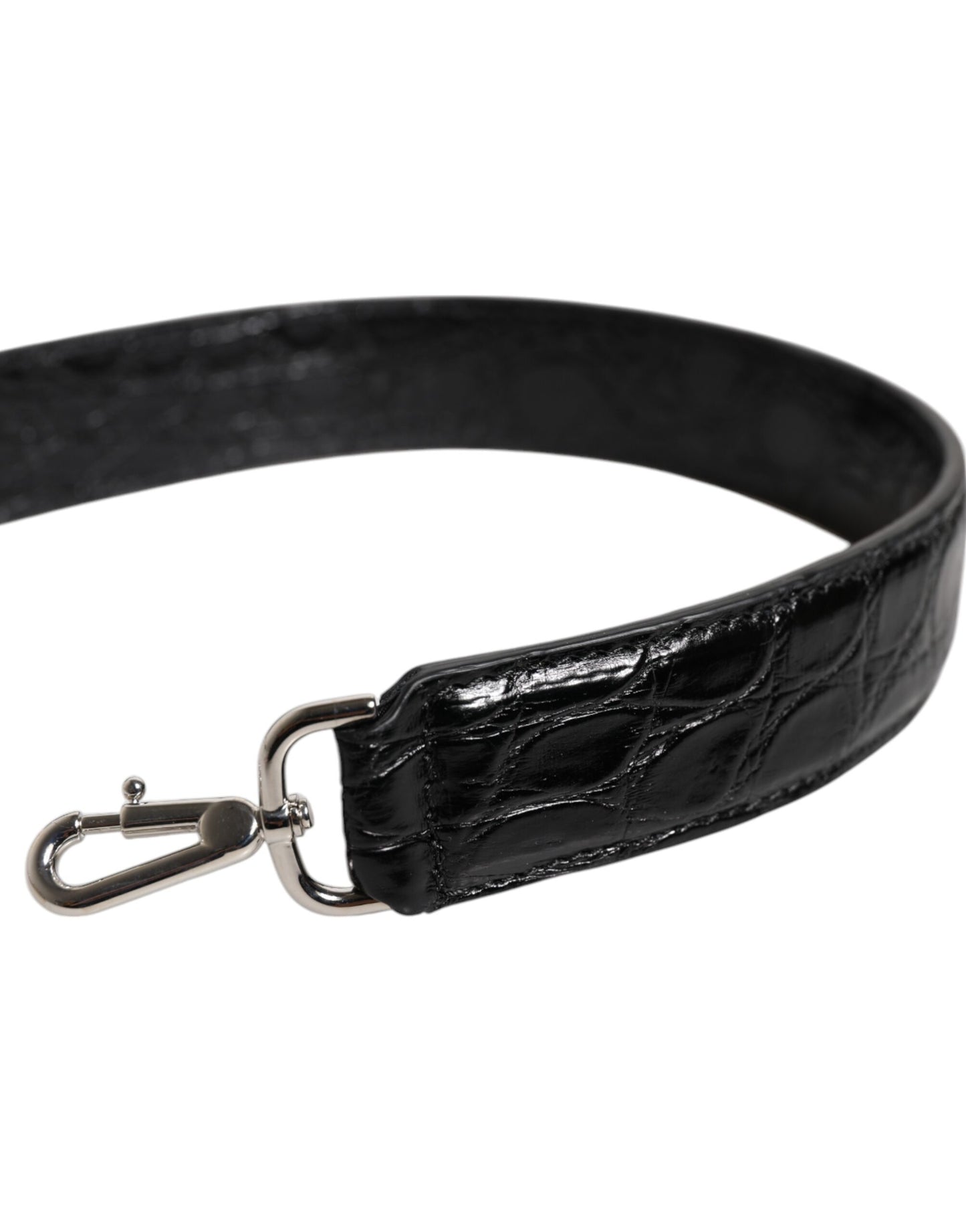 Correa de hombro de piel de cocodrilo negra de Dolce & Gabbana