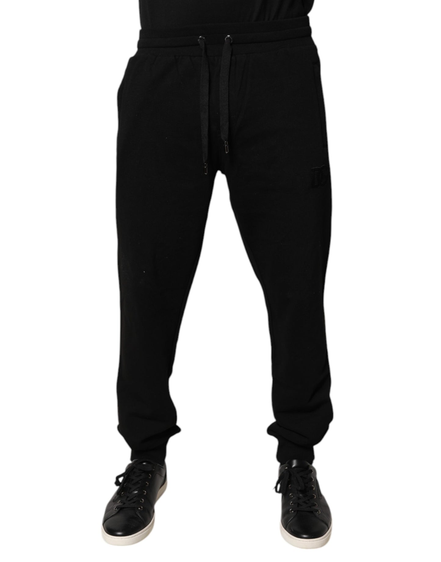 Pantalón jogger de chándal de algodón negro de talle medio Dolce & Gabbana