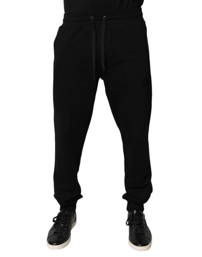 Pantalón jogger de chándal de algodón negro de talle medio Dolce & Gabbana