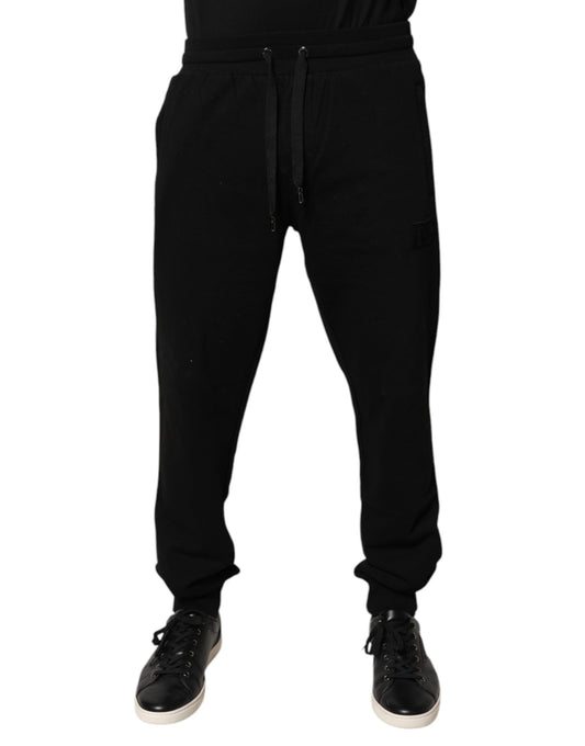 Pantalón jogger de chándal de algodón negro de talle medio Dolce & Gabbana