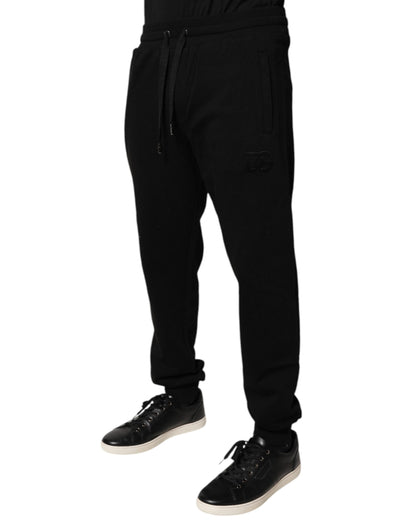 Pantalón jogger de chándal de algodón negro de talle medio Dolce & Gabbana