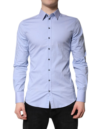 Dolce & Gabbana Camisa Formal SICILIA de Algodón Azul Claro
