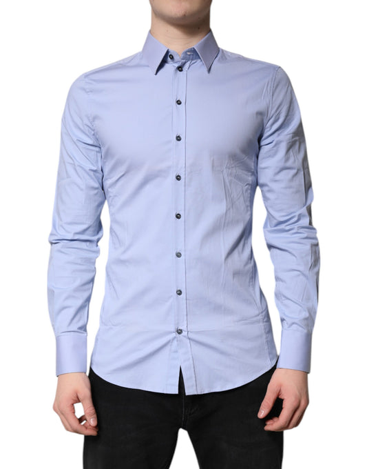 Dolce & Gabbana Camisa Formal SICILIA de Algodón Azul Claro