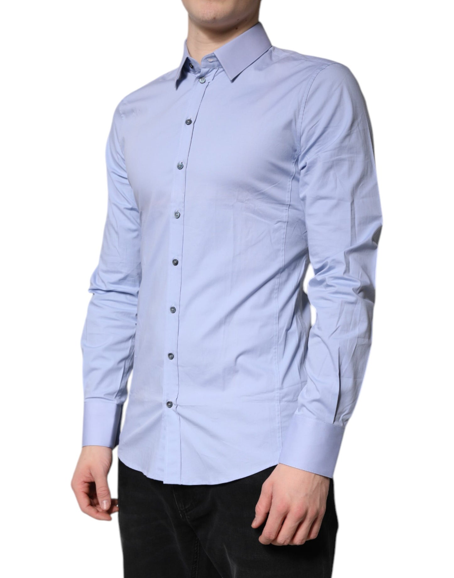 Dolce & Gabbana Camisa Formal SICILIA de Algodón Azul Claro