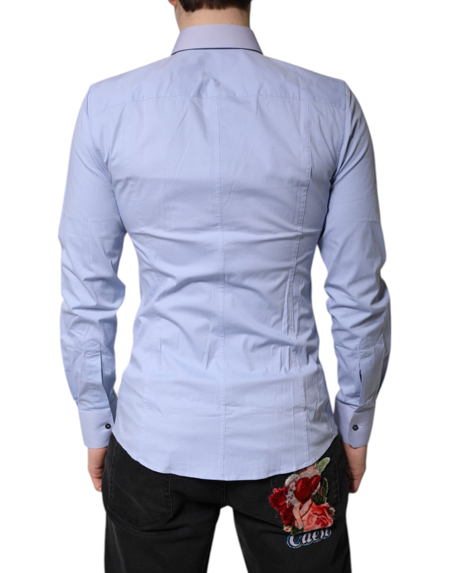 Dolce & Gabbana Camisa Formal SICILIA de Algodón Azul Claro