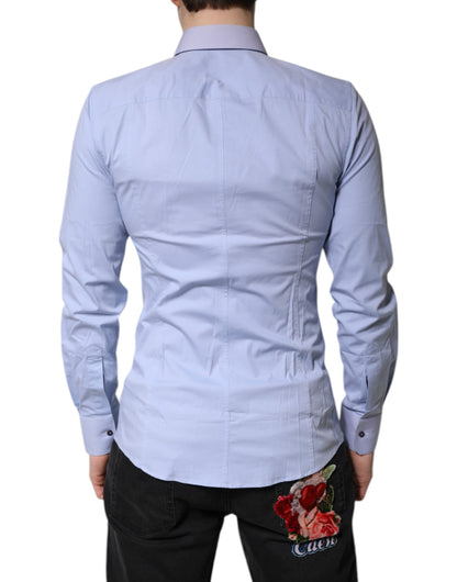 Dolce & Gabbana Camisa Formal SICILIA de Algodón Azul Claro
