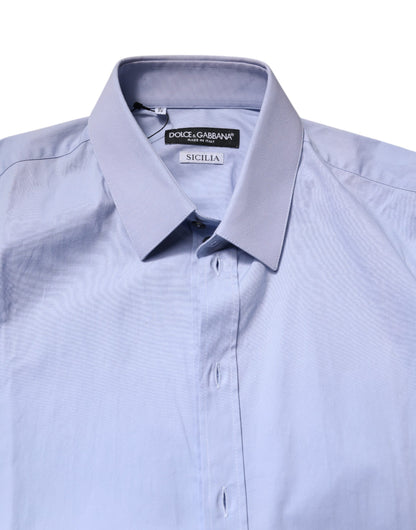 Dolce & Gabbana Camisa Formal SICILIA de Algodón Azul Claro