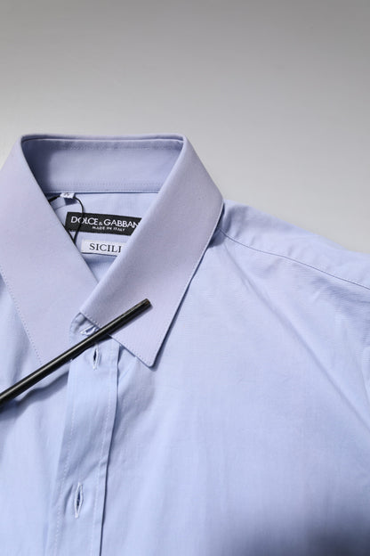 Dolce & Gabbana Camisa Formal SICILIA de Algodón Azul Claro