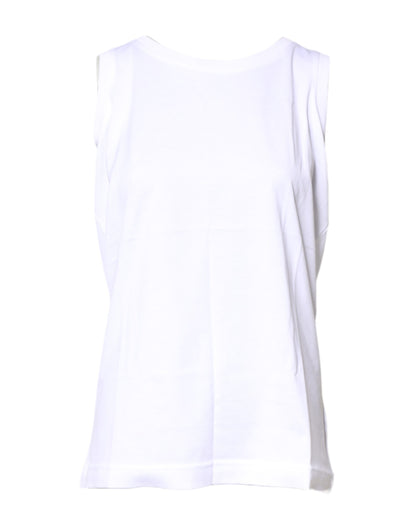 Camiseta sin mangas de algodón blanca con cuello redondo de Dolce & Gabbana