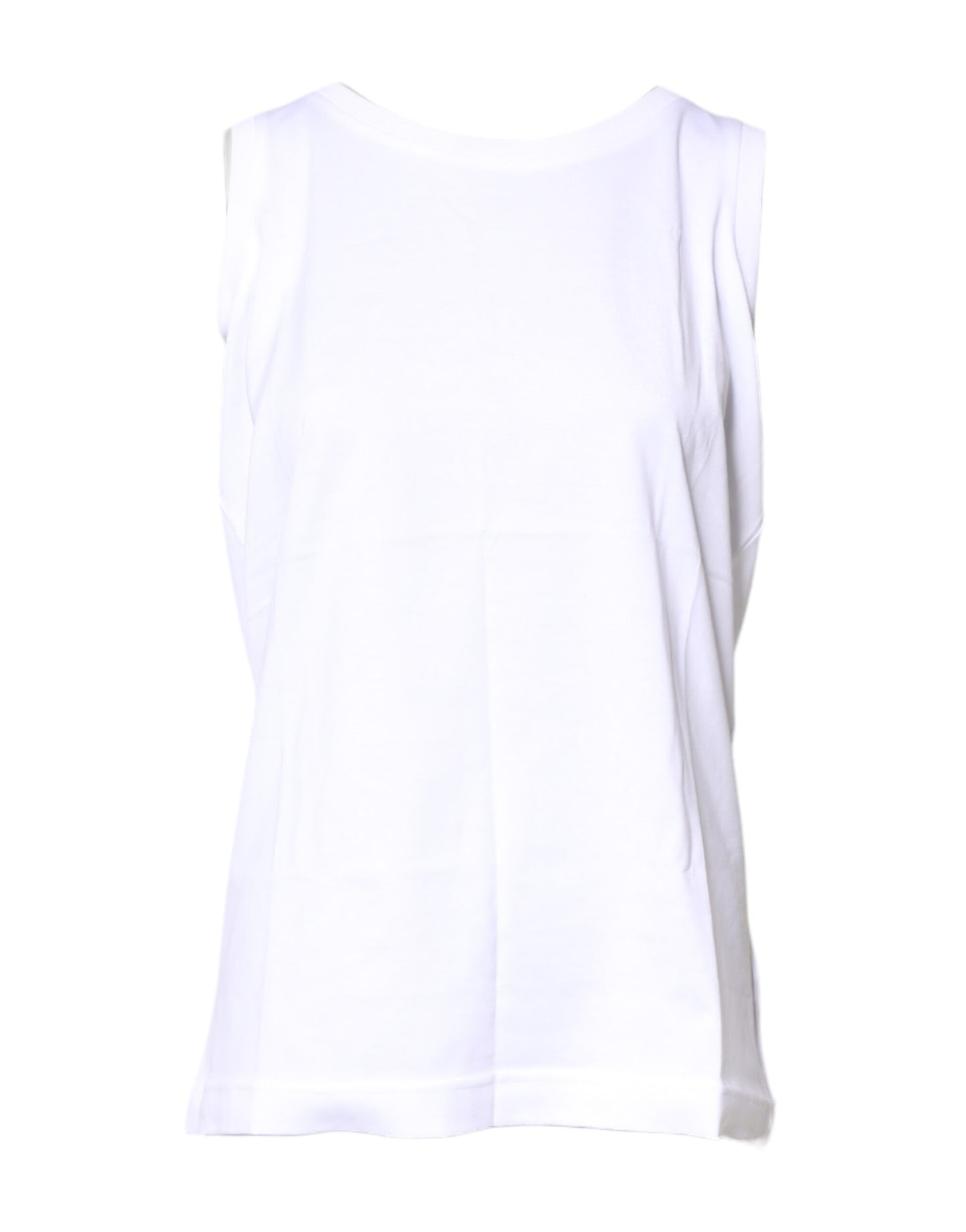 Camiseta sin mangas de algodón blanca con cuello redondo de Dolce & Gabbana