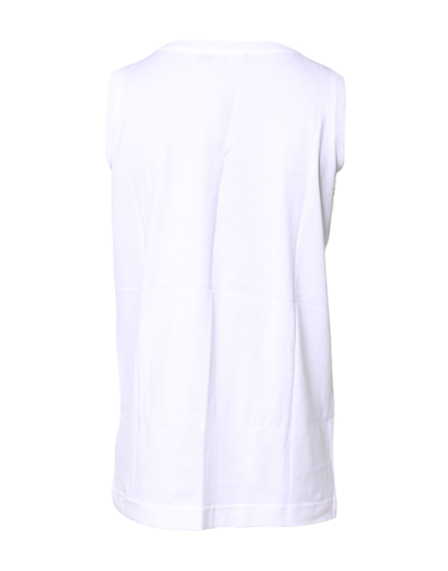 Camiseta sin mangas de algodón blanca con cuello redondo de Dolce & Gabbana