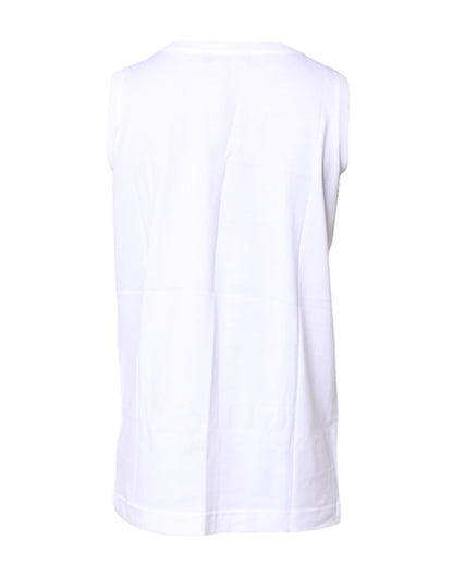 Camiseta sin mangas de algodón blanca con cuello redondo de Dolce & Gabbana
