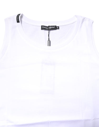 Camiseta sin mangas de algodón blanca con cuello redondo de Dolce & Gabbana