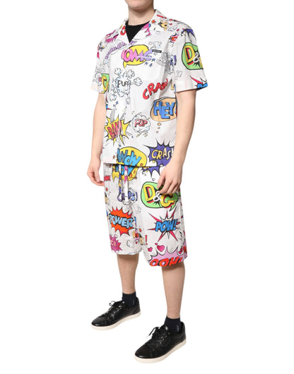 Dolce & Gabbana Conjunto de pijama y ropa de dormir de algodón blanco con estampado de dibujos animados para hombre