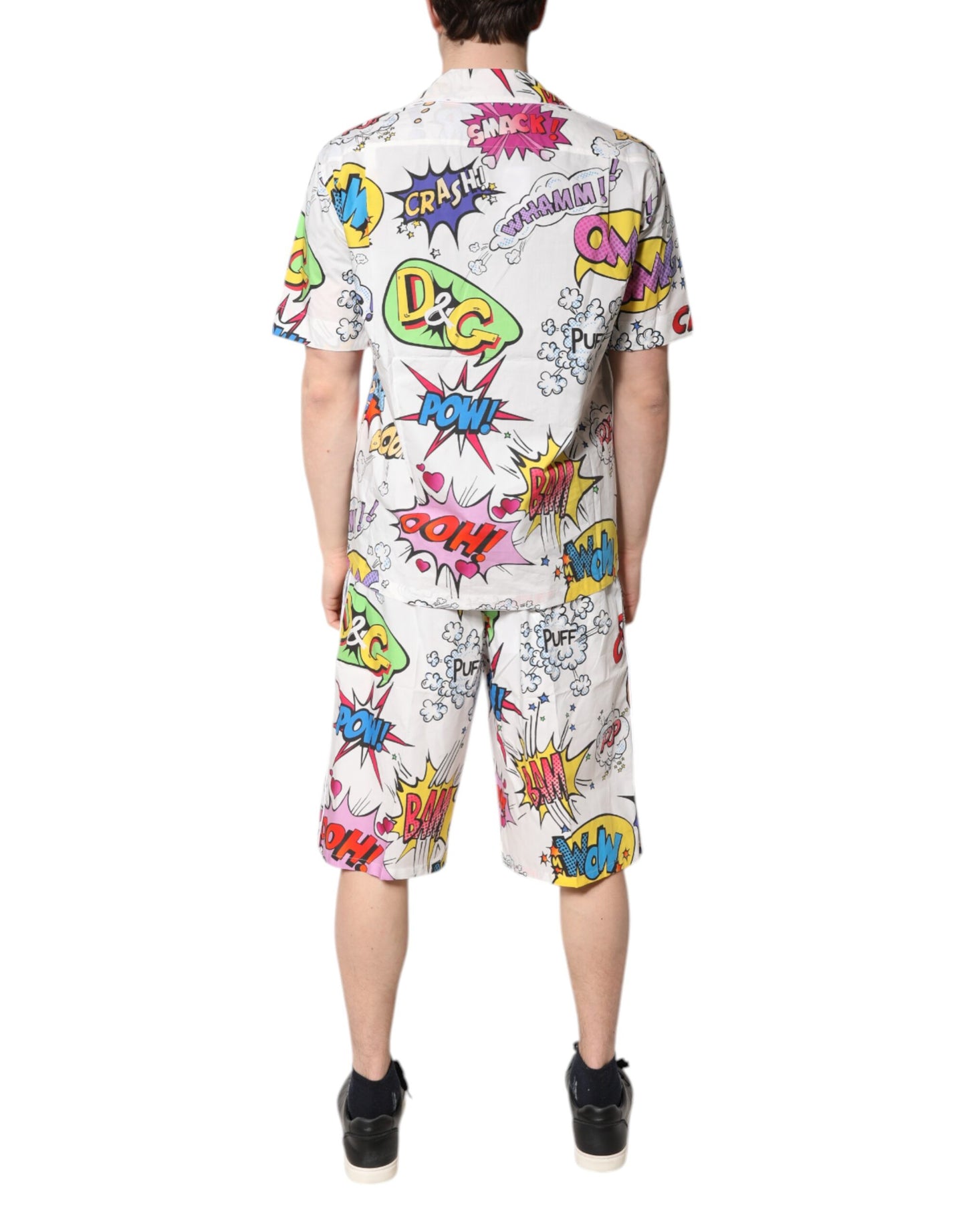 Dolce & Gabbana Conjunto de pijama y ropa de dormir de algodón blanco con estampado de dibujos animados para hombre