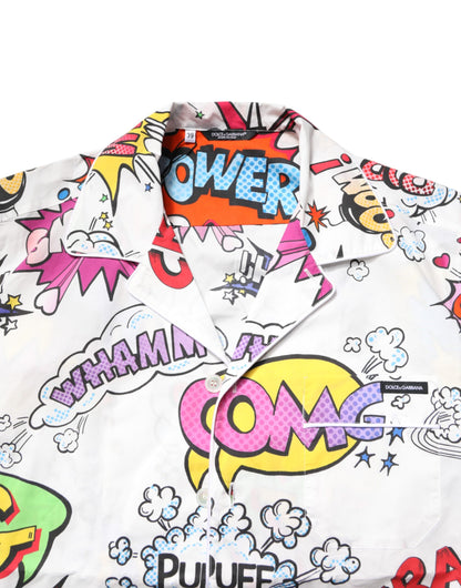 Dolce & Gabbana Conjunto de pijama y ropa de dormir de algodón blanco con estampado de dibujos animados para hombre