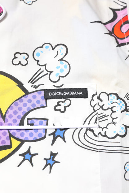 Dolce & Gabbana Conjunto de pijama y ropa de dormir de algodón blanco con estampado de dibujos animados para hombre