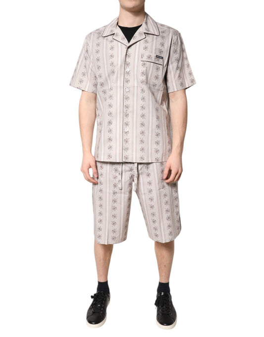 Pijama de hombre Dolce & Gabbana de algodón con estampado floral beige
