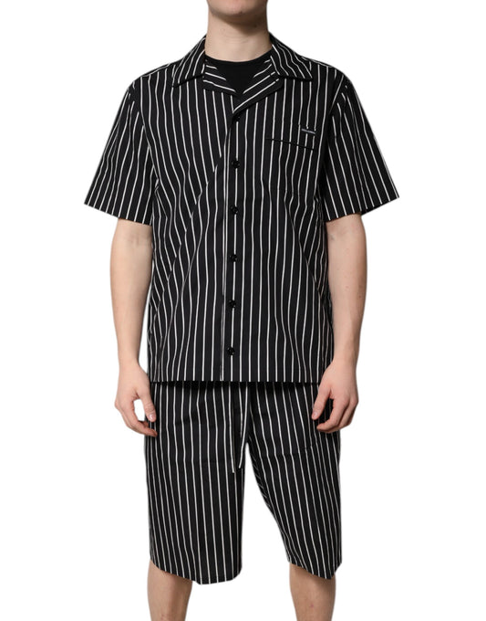 Conjunto de pijama de algodón a rayas blancas y negras para hombre Dolce & Gabbana, ropa de dormir