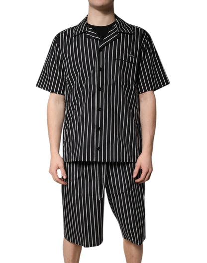 Conjunto de pijama de algodón a rayas blancas y negras para hombre Dolce & Gabbana, ropa de dormir