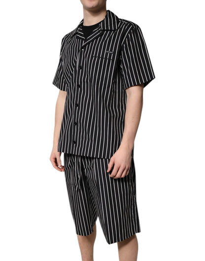 Conjunto de pijama de algodón a rayas blancas y negras para hombre Dolce & Gabbana, ropa de dormir