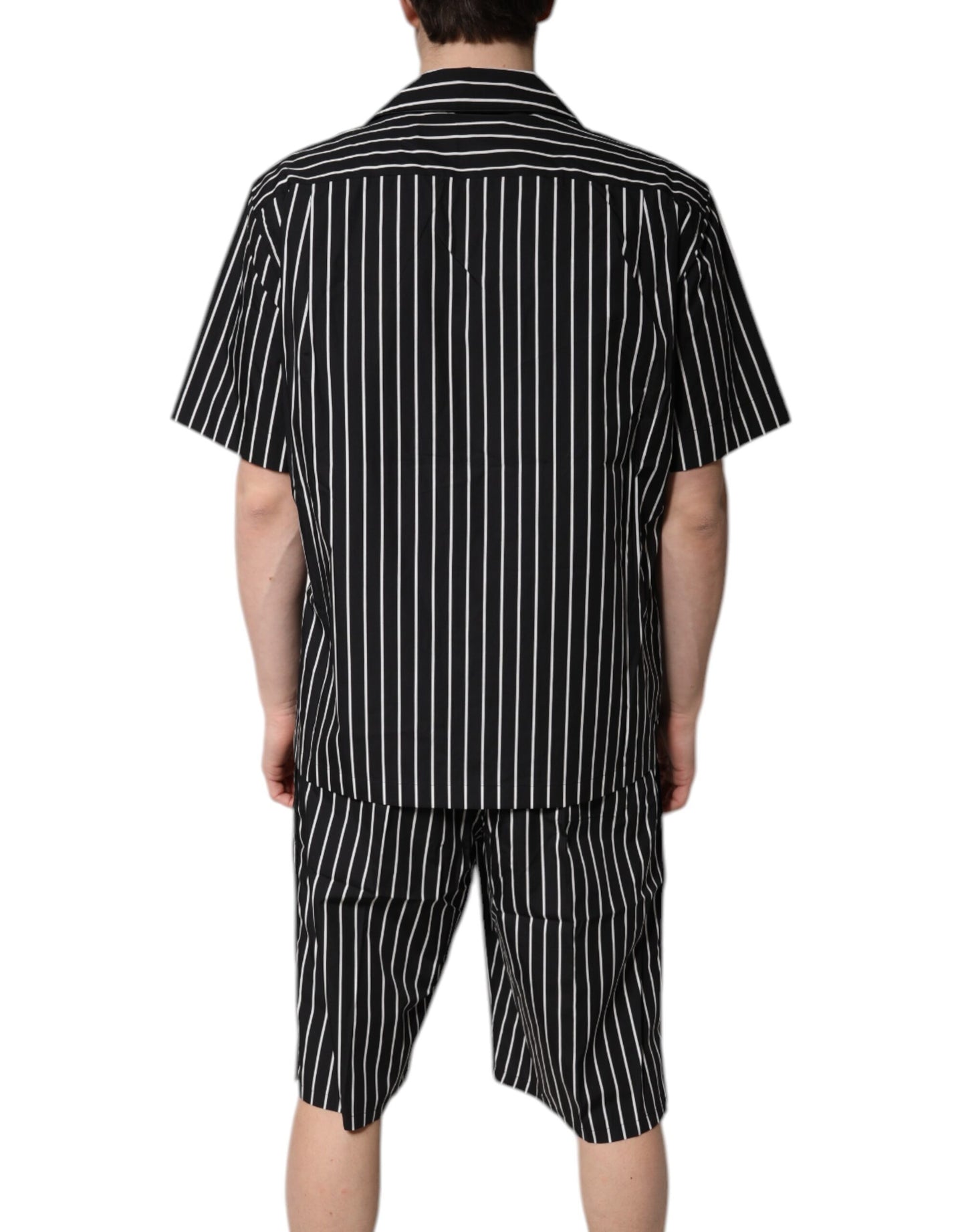 Conjunto de pijama de algodón a rayas blancas y negras para hombre Dolce & Gabbana, ropa de dormir