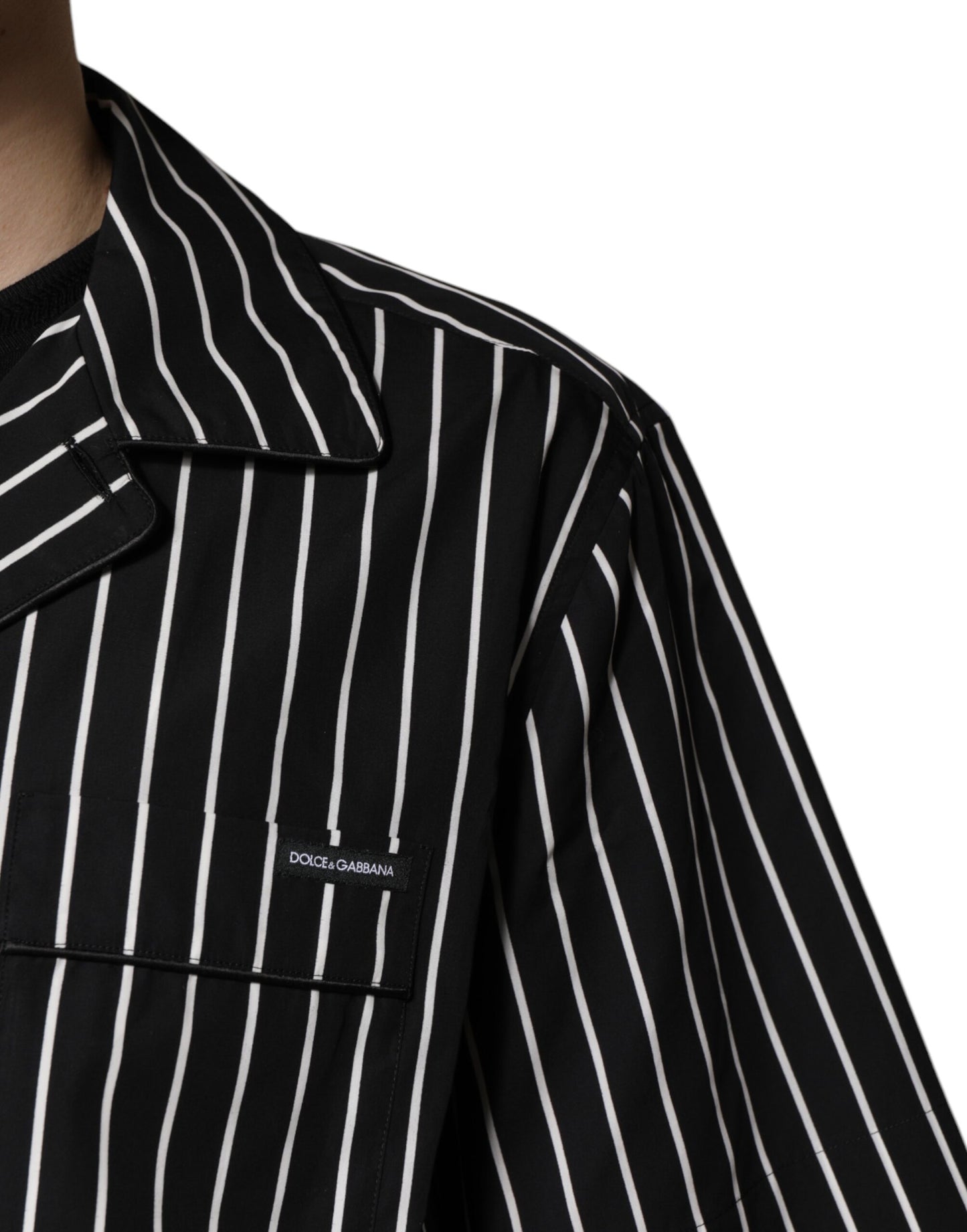 Conjunto de pijama de algodón a rayas blancas y negras para hombre Dolce & Gabbana, ropa de dormir