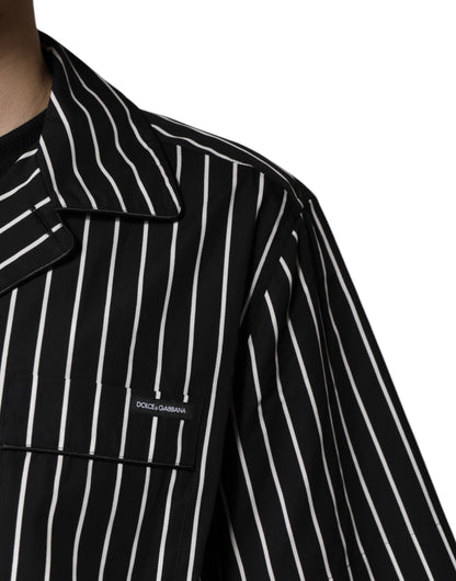 Conjunto de pijama de algodón a rayas blancas y negras para hombre Dolce & Gabbana, ropa de dormir