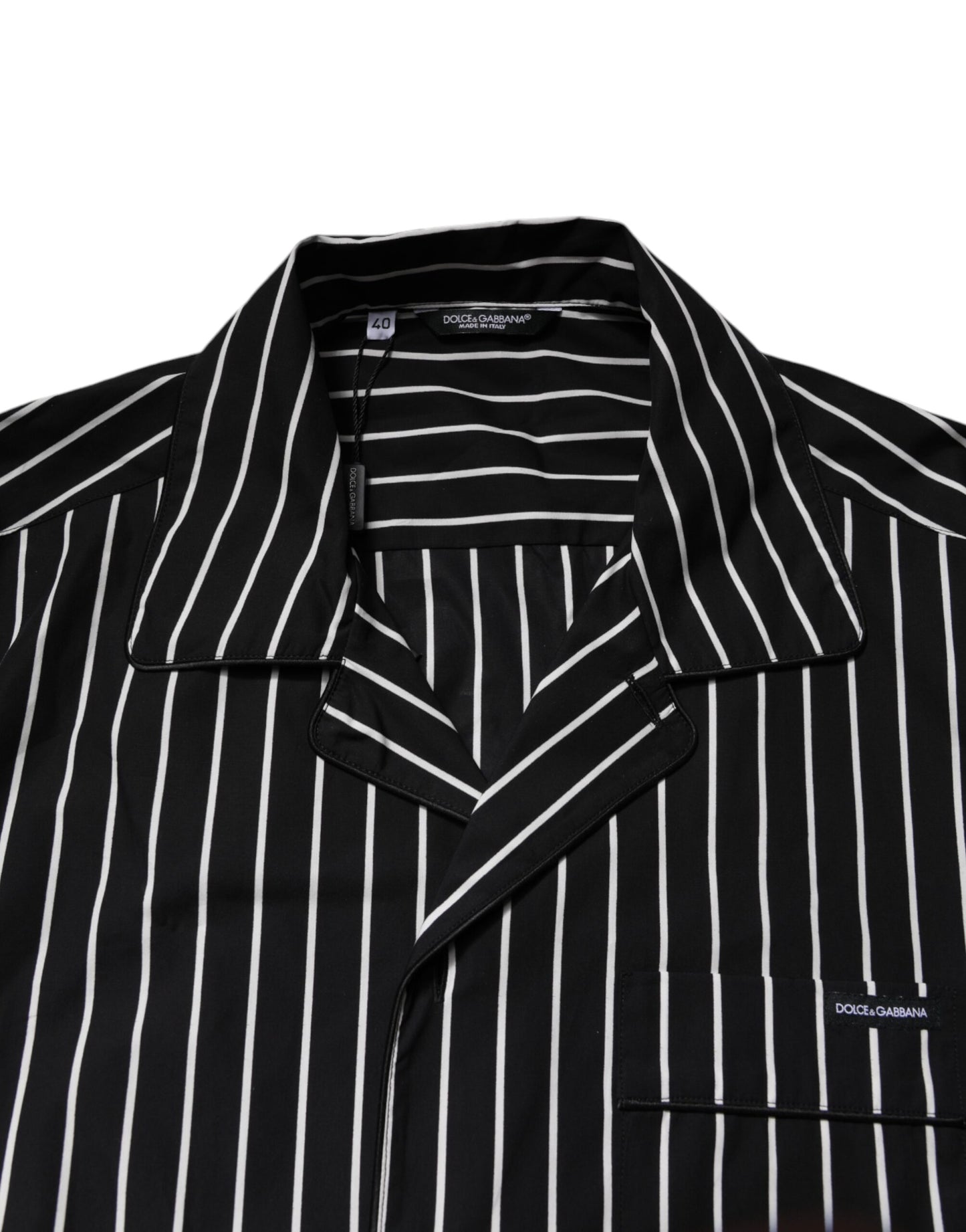 Conjunto de pijama de algodón a rayas blancas y negras para hombre Dolce & Gabbana, ropa de dormir