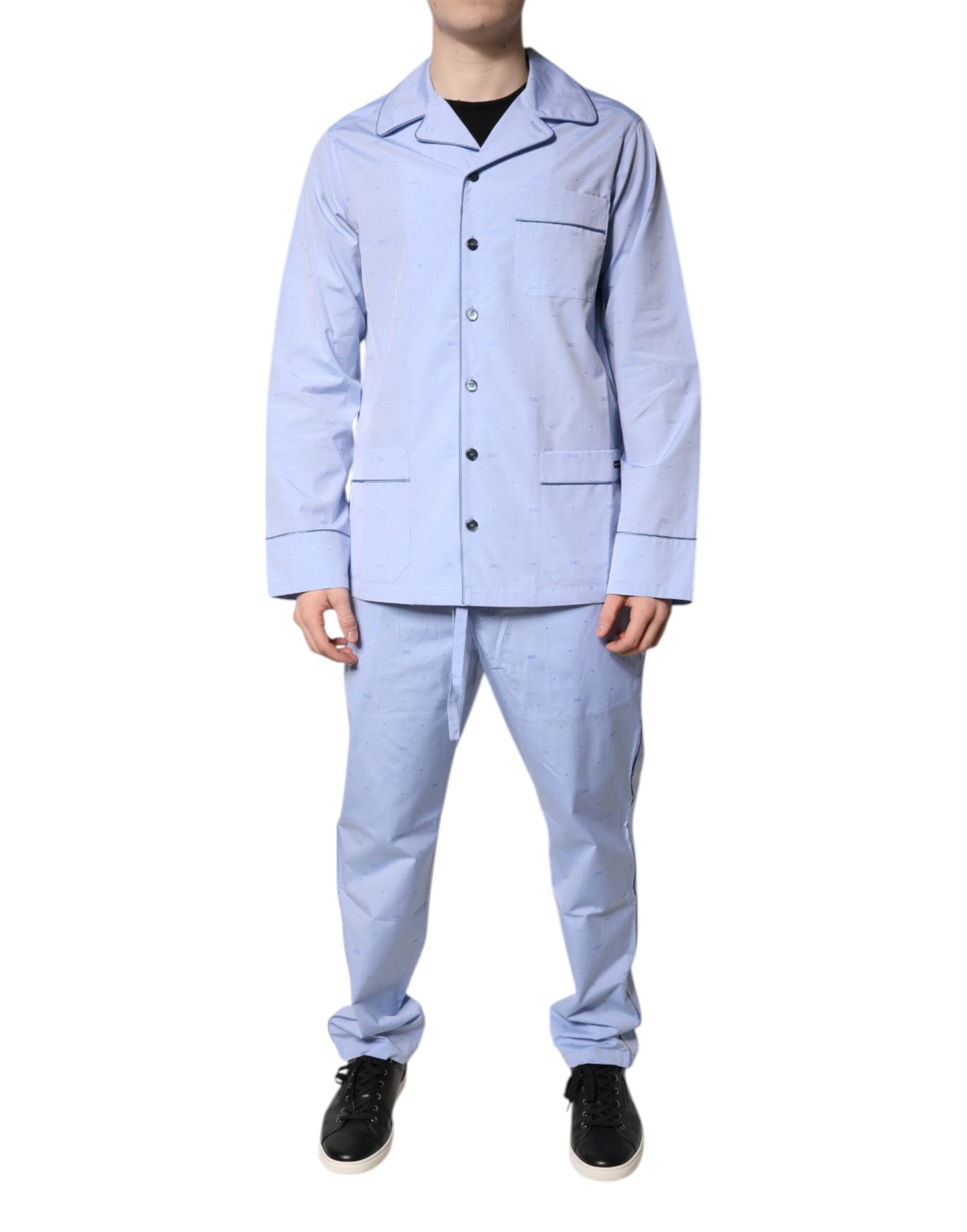 Pijama de hombre Dolce & Gabbana Light Blue de algodón con logo DG