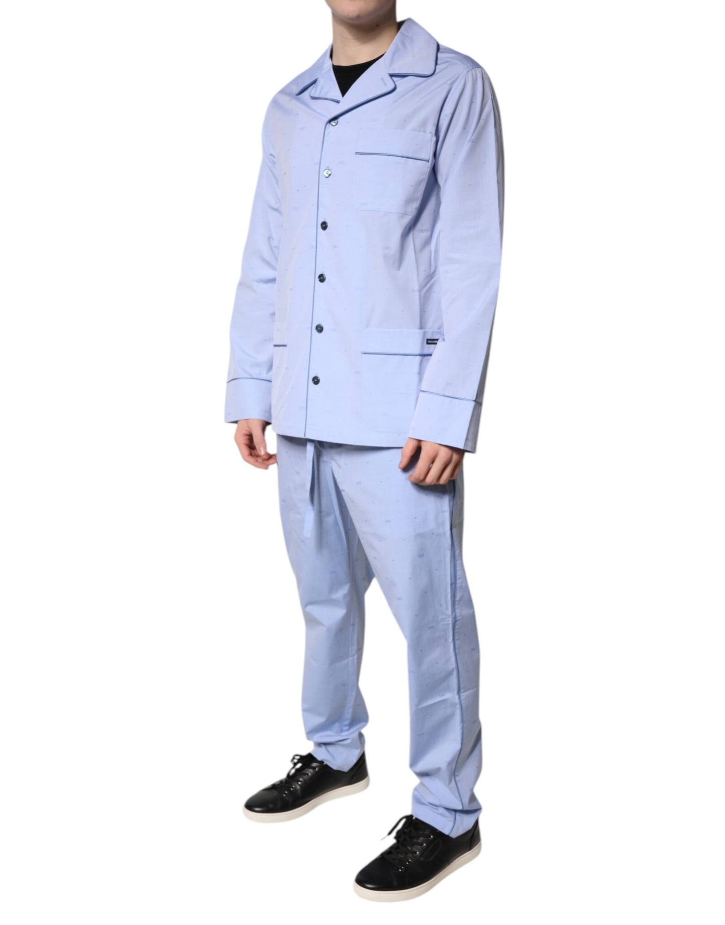 Pijama de hombre Dolce & Gabbana Light Blue de algodón con logo DG