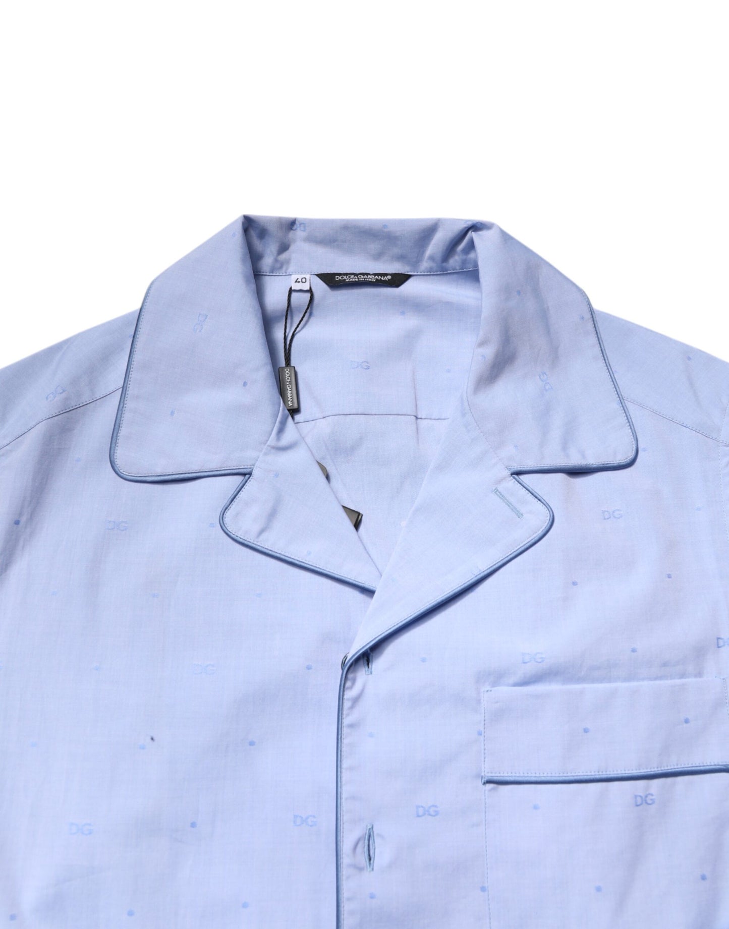 Pijama de hombre Dolce & Gabbana Light Blue de algodón con logo DG