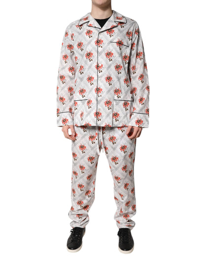 Dolce & Gabbana Conjunto de pijama de algodón con estampado floral multicolor Ropa de dormir