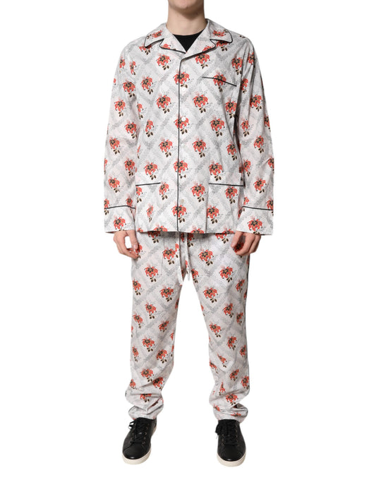 Dolce & Gabbana Conjunto de pijama de algodón con estampado floral multicolor Ropa de dormir