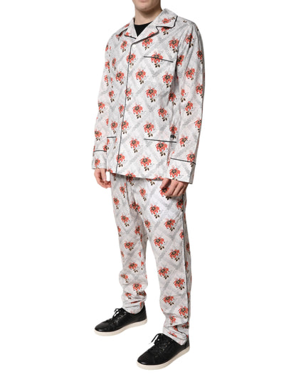 Dolce & Gabbana Conjunto de pijama de algodón con estampado floral multicolor Ropa de dormir