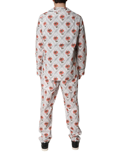 Dolce & Gabbana Conjunto de pijama de algodón con estampado floral multicolor Ropa de dormir
