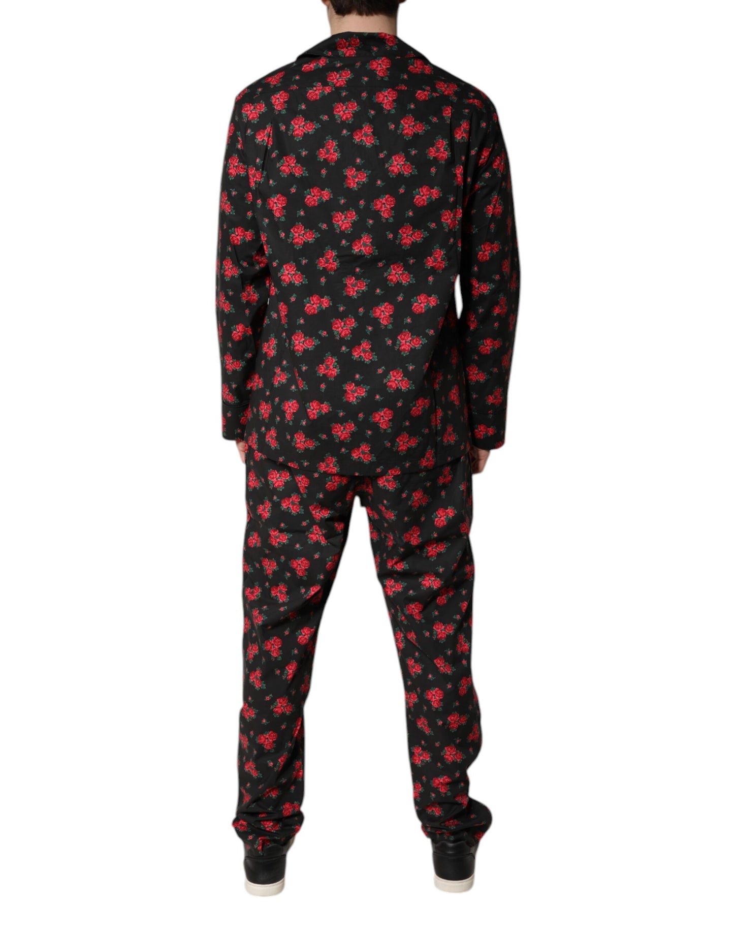 Dolce & Gabbana Conjunto de pijama de algodón con estampado floral negro para hombre