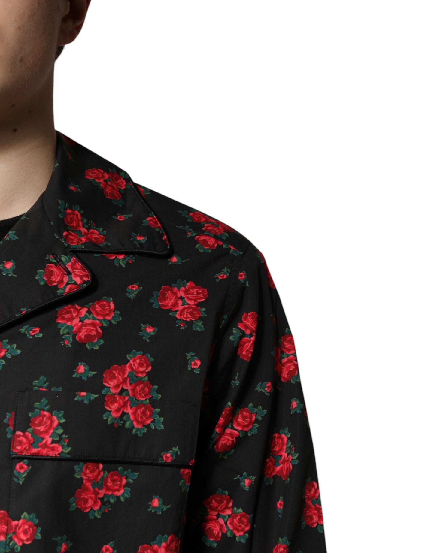Dolce & Gabbana Conjunto de pijama de algodón con estampado floral negro para hombre