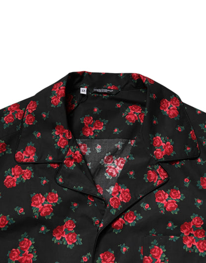 Dolce & Gabbana Conjunto de pijama de algodón con estampado floral negro para hombre